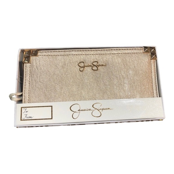 Jessica‎ Simpson metallic clutch wristlet wallet new in box - Picture 1 of 14